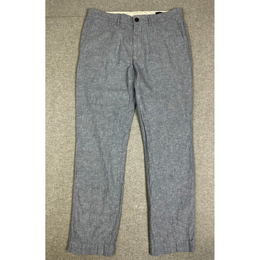 J.Crew Pants Mens 32x29 Blue Straight Fit Linen Cotton Re-Imagined